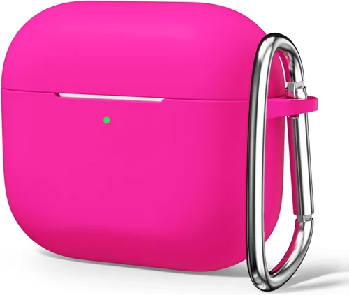 Miniatura 41 de Oakxco Funda de silicona para Airpods 3, bonita funda rígida femenina para Airpods de 3ª generación con llavero, gel de goma colorido suave de TPU