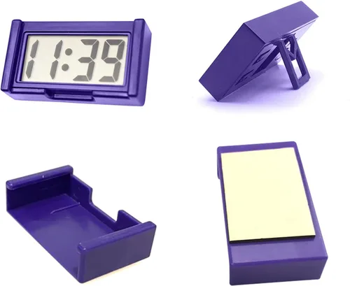 Miniatura 8 de Shudyear Reloj digital pequeño, con pantalla LCD gigante de hora y día, mini reloj digital pequeño para automóvil, funciona con pilas, para mesita