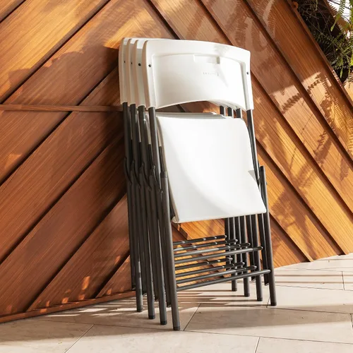 Miniatura 8 de LIFETIME 80191 Silla plegable comercial ligera, granito blanco con marco gris, paquete de 4