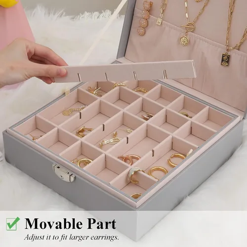 Miniatura 3 de misaya Joyero para pendientes para mujer, organizador de joyas con 50 ranuras, caja de soporte para aretes, anillos, collares, regalo para mujeres