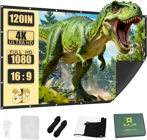 Miniatura 10 de Pantalla de proyección, pantalla de proyector de películas 4K HD 16:9, proyector portátil plegable antiarrugas, pantalla de películas para cine