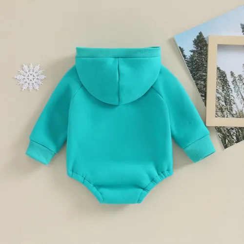 Miniatura 3 de Mameluco con capucha para bebé niño y niña, color liso, manga larga, ropa de otoño e invierno