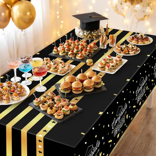 Miniatura 6 de Childom Paquete de 3 manteles de graduación, decoraciones de graduación de clase de 2026, decoraciones de fiesta de graduación, 54 x 108 pulgadas