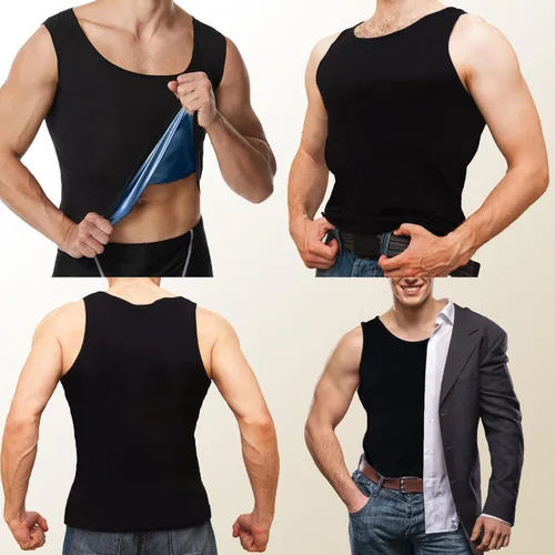 Miniatura 3 de Chaleco de Sauna para Hombres Entrenador de Cintura, Camiseta de Traje de Sauna Sudorífero para Hombres sin Mangas Camiseta sin Mangas de Compresión