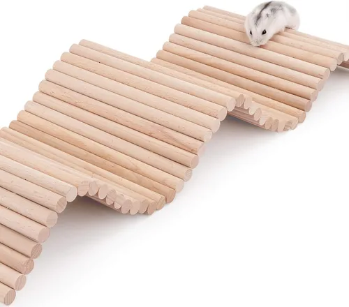 Miniatura 10 de Niteangel Escalera de escalada para hámster, puente colgante de madera para conejillos de indias, ratas, erizo, jerbos, ratón, planeador de azúcar