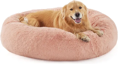 Miniatura 84 de Bedsure - Cama relajante para perro mediano, lavable, tipo dona, cama para gato, antideslizante, redonda, afelpada, mullida, de piel sintética