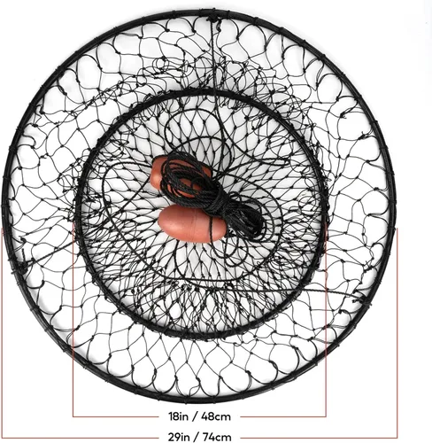 Miniatura 7 de QualyQualy Trampa para anillo de cangrejo de 30 pulgadas, redes de cangrejo resistentes de 4.4/9.5 libras, red de cangrejo para muelle de cangrejo