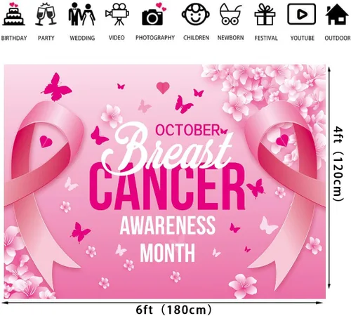 Miniatura 6 de Fondo de cinta rosa para concientización sobre el cáncer de mama, fondo de fotografía para el mes del cáncer de mama, actividades benéficas, fondo