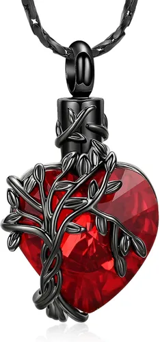 Miniatura 30 de Imrsanl Collar de urna de árbol de la vida con forma de corazón, joyería de cremación para hombres y mujeres, recuerdo, joyería conmemorativa