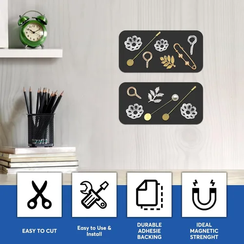 Miniatura 6 de Cinta magnética de 1 x 3 pulgadas, tiras magnéticas con respaldo adhesivo fuerte, cinta magnética adhesiva flexible para bricolaje, manualidades