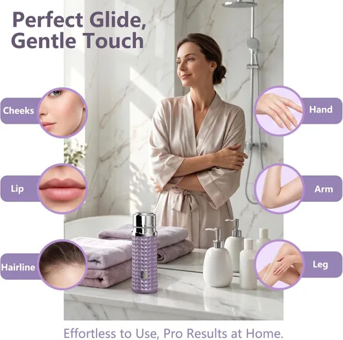 Miniatura 3 de Painless Facial Hair Removal for Women, Electric Face Shaver, Portable Peach Fuzz Trimmer for Lip, Chin & Cheeks, USB Rechargeable 90 Mins Cordless