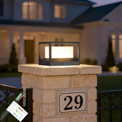 Miniatura 10 de MVBT Luces de poste para exteriores de 7.1 pulgadas, luces de pilar con cable duro, AC100-240 V, luz de columna moderna, lámpara de cubierta