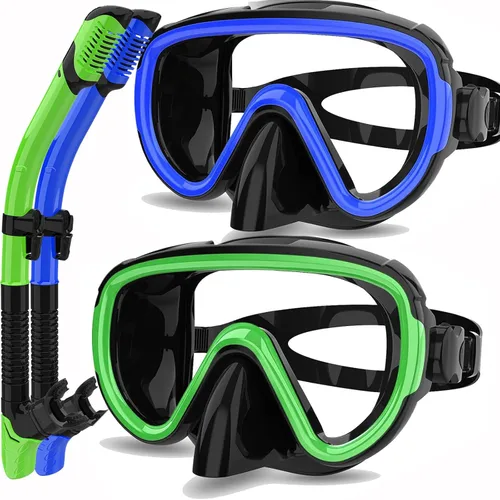 Miniatura 11 de Juego de 2 máscaras de esnórquel seco para adultos, máscara de buceo, gafas de natación, máscara de buceo, cubierta de nariz, buceo gratis