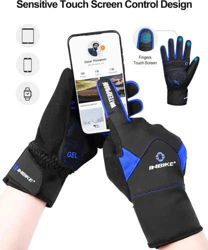 Miniatura 5 de INBIKE Winter Cycling Gloves for Men Women Cold Weather Thermal Windproof Gel Bike Gloves Touch Screen