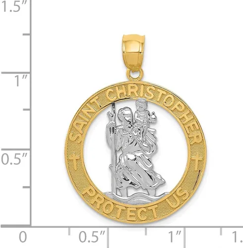 Miniatura 3 de Colgante de San Cristóbal de oro amarillo macizo de 14 quilates, 0.984in x 0.906in
