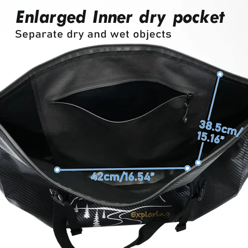 Miniatura 7 de NICECNC Bolsa de lona seca impermeable 66L, 500D PVC Tail Bag, Tronco, Equipaje universal de viaje de motocicleta, Negro