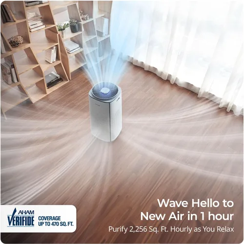 Miniatura 4 de CUCKOO Purificador de aire True HEPA para habitaciones grandes de hasta 2,256 pies cuadrados, filtro avanzado de 5 etapas con luz UV-C y carbón