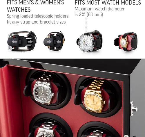 Miniatura 4 de Enrollador de relojes para 4 relojes con 15 programas de bobinado y 2 cajones de almacenamiento para relojes.