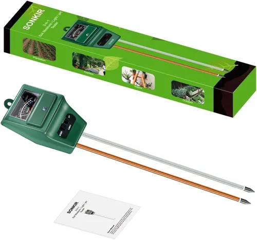 Miniatura 5 de Sonkir - Medidor de pH de suelo, 3 en 1, humedad/luz/pH, kit de herramientas de jardinería para cuidado de plantas, ideal para jardín, césped