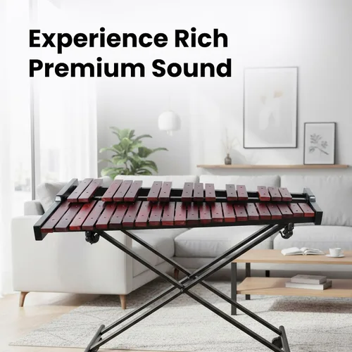 Miniatura 5 de Gearlux Xilófono de madera de 37 teclas con mazos, soporte ajustable y bolsa de concierto