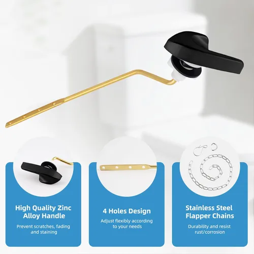 Miniatura 2 de Kit universal de repuesto para manija de inodoro negra, mango de inodoro de montaje lateral/angular, compatible con Kohler Mate negro
