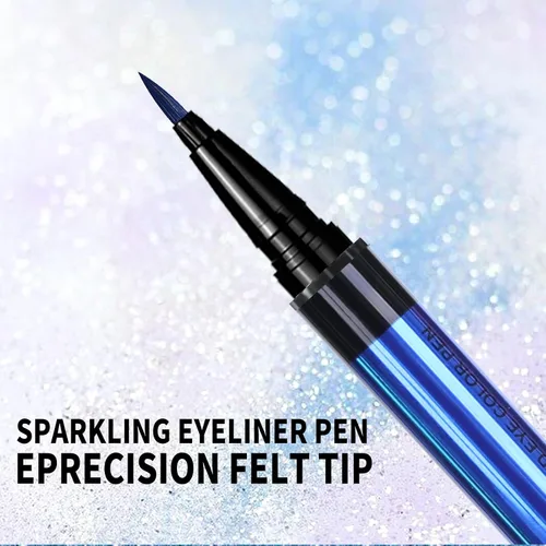 Miniatura 2 de Music Flower Delineador de ojos, delineador líquido impermeable con punta de precisión, delineadores de ojos metálicos de color brillante, Azul