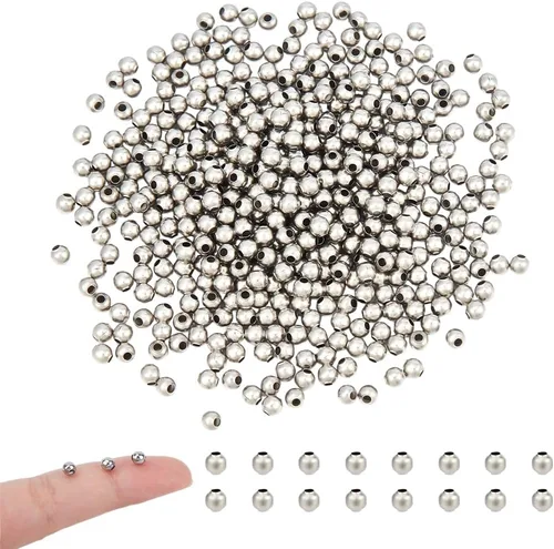Miniatura 10 de NBEADS 100 cuentas espaciadoras de metal redondas lisas de acero inoxidable 304 de 0.315 pulgadas, cuentas sueltas para hacer joyas de bricolaje 100