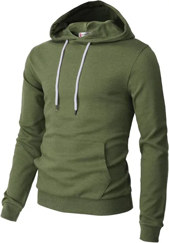 Miniatura 2 de H2H Sudadera con capucha para hombre, ligera, de manga larga, con bolsillo tipo canguro, ajustada, básica, casual