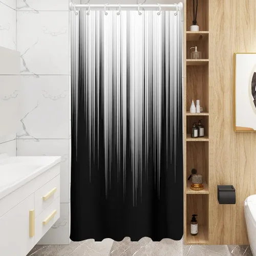 Miniatura 44 de AAtter - Cortina de ducha negra y gris con arte abstracto ombre gótico gótico estético para hombres, extra larga XL grande, de tela para decoración