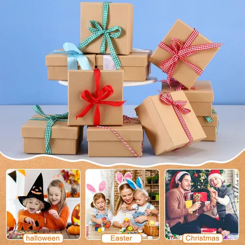 Miniatura 7 de Geyee 48 cajas cuadradas de papel maché, pequeña caja de regalo con tapa de 3.9 pulgadas, cartón anidable, cajas vacías para niños y adultos