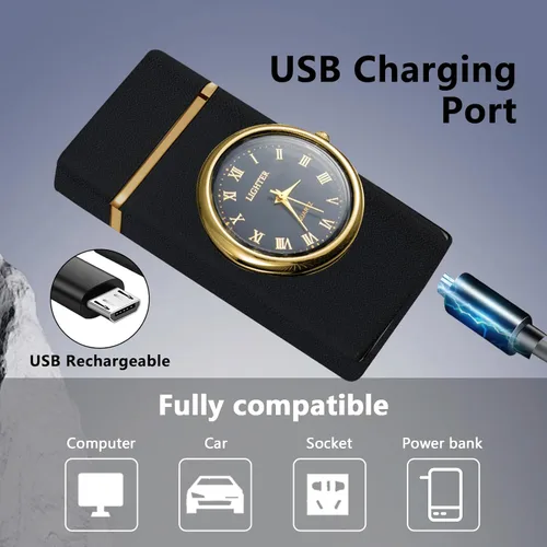Miniatura 3 de Encendedor de plasma recargable por USB, resistente al viento, de doble arco, con pantalla LED, sin llama, para camping, senderismo, velas, barbacoa