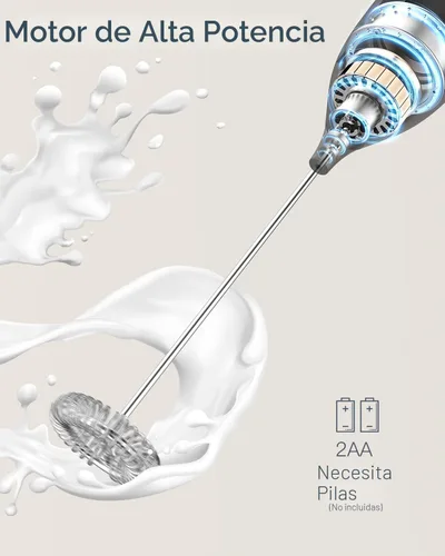 Miniatura 3 de Espumador de leche de mano con batería, espumador eléctrico con varilla de espuma, mezclador de bebidas con batidor de acero inoxidable para café