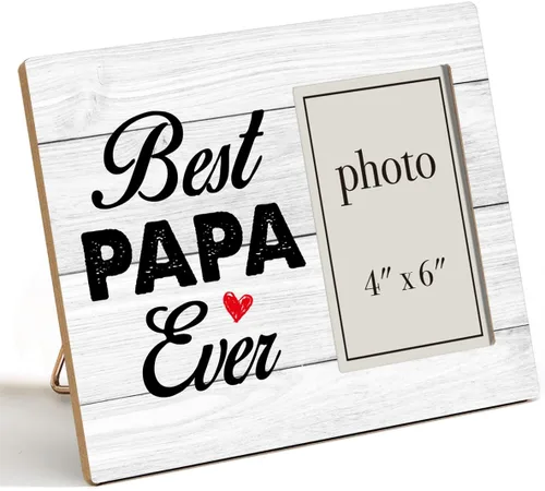 Oqtumes Marco de fotos de regalo para papá, regalo para el abuelo de nietos, regalos para abuelo, marco rústico de madera con el mejor papá de la