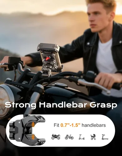 Miniatura 3 de Viccux Soporte para teléfono de bicicleta [vibración amortiguada mejorada], soporte de teléfono para motocicleta súper estable, rotación de 360°