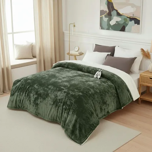 Miniatura 11 de GarveeHome Manta eléctrica de franela, manta térmica de terciopelo, mantas eléctricas de calentamiento suaves de lujo, 4 niveles de calor y 4 horas
