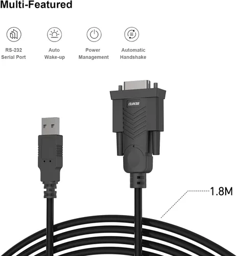 Miniatura 5 de BENFEI Cable adaptador USB a serie, 1.83 m USB a RS-232 macho (9 pines) DB9, chipset Prolific, compatible con Windows 11/10/8.1/8/7, Mac OS X 10.6