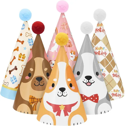 Miniatura 13 de WERNNSAI 12 Pcs Birthday Party Hats Assorted Themes Cone Paper Headbands Multiple Styles, Easy to Assemble with Elastic Strings, Kids Birthday