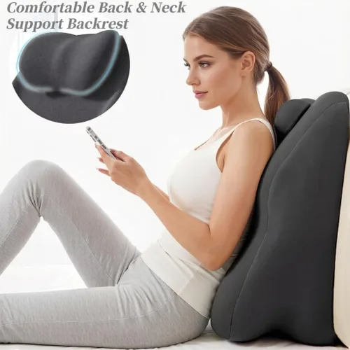 Miniatura 2 de Almohada multifuncional con respaldo ergonómico de cuña con amplias aplicaciones, cojín de espuma viscoelástica para dormir y leer, almohada Gris