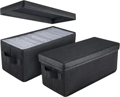 Miniatura 6 de UENTIP Cajas de almacenamiento para CD, paquete de 2 cajas de almacenamiento para DVD y CD con capacidad para 30 CD en estuches jewel completos, 60