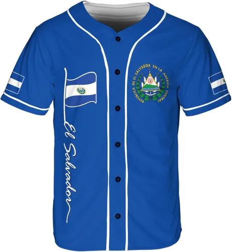 Miniatura 3 de Camiseta de béisbol de El Salvador personalizada,Camiseta personalizada con la bandera salvadoreña,Orgulloso Jersey Salvadoreña,Jersey del orgullo