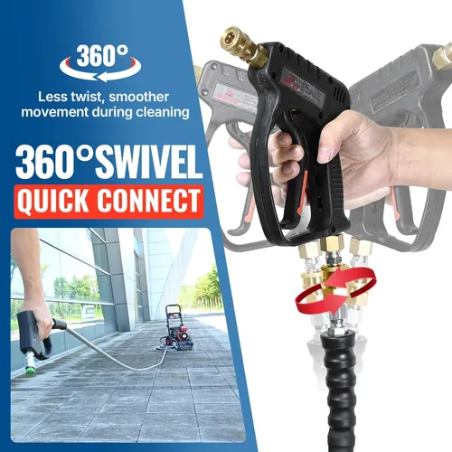 Miniatura 6 de YAMATIC Manguera de lavado a presión de 35 pies, verdadero 3/8 pulgadas de diámetro interior, 4200 PSI, agua caliente de 250 °F, manguera de goma