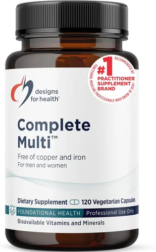 Designs for Health DFH Complete Multi - Suplemento multivitamínico + mineral con folato, 1000 UI de vitamina D, vitaminas de apoyo inmunológico,