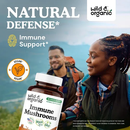 Miniatura 2 de Wild & Organic Cápsulas de complejo de hongos inmunes – 8 suplementos de mezcla de hongos para apoyo inmunológico con cola de pavo, polvo de chaga