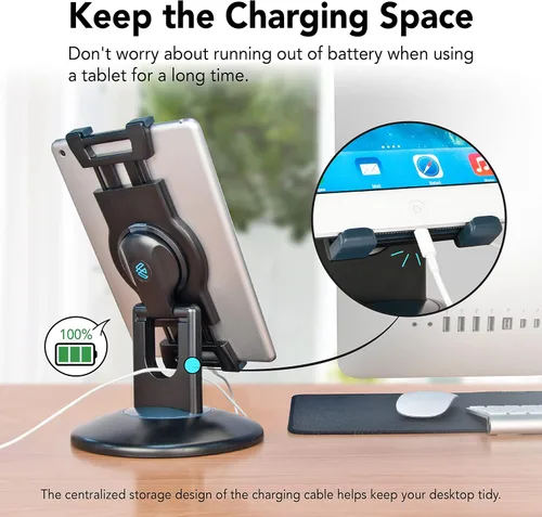 Miniatura 7 de EHO Soporte para iPad, soporte giratorio de 360°, quiosco de venta al por menor, adaptador universal de 6 a 13 pulgadas (pantalla) para iPad, Blanco