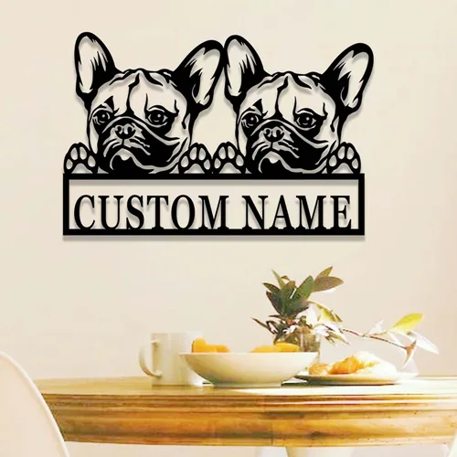 Miniatura 11 de Letrero personalizado de bulldog francés – Letrero personalizado para perro, arte de pared de metal, regalo conmemorativo para amantes