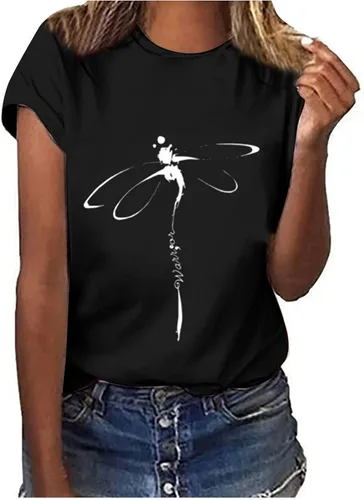 Miniatura 94 de Camiseta con estampado de animales para mujer, camiseta de libélula divertida, linda camiseta de manga corta, blusa de primavera 2023, camisas