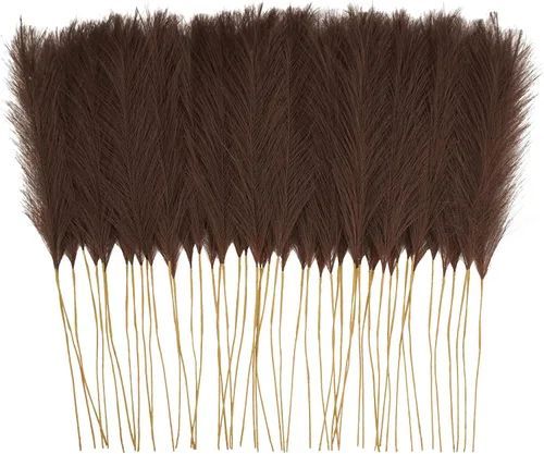 Miniatura 12 de obbsie 50 piezas de decoración de hierba de pampa falsa naranja quemado, 21.6 pulgadas de hierba pomposa artificial corta de otoño, ramas de hierba
