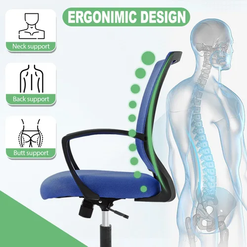 Miniatura 7 de Silla de escritorio de oficina, silla ergonómica para juegos de computadora con ruedas giratorias de 360 grados, sillas de escritorio de oficina