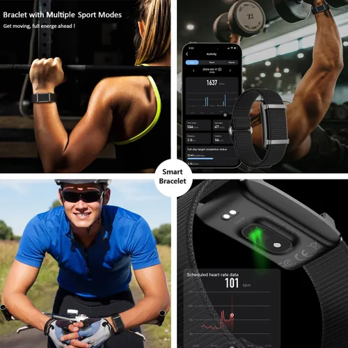Miniatura 2 de Pulsera inteligente con monitoreo de temperatura corporal, monitor de ritmo cardíaco 24/7, sueño y estrés, más de 170 modos deportivos, IP68