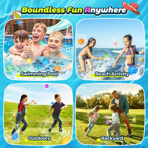Miniatura 6 de Globos de agua reutilizables, bolas de agua para salpicar, bola de agua magnética para juegos al aire libre, fiesta de verano (8 unidades)